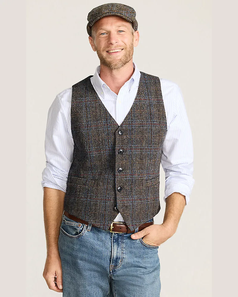 Lands' End Harris Tweed Weste, Herren, Größe regular, Braun, Wolle, by Braun