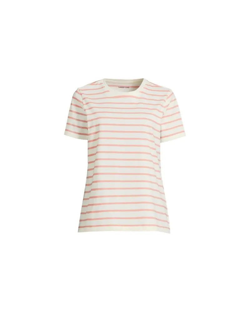 Lands' End Supima Kurzarm-Shirt mit rundem Ausschnitt, Damen, Größe plus, Weiß, Baumwolle, by Weiß