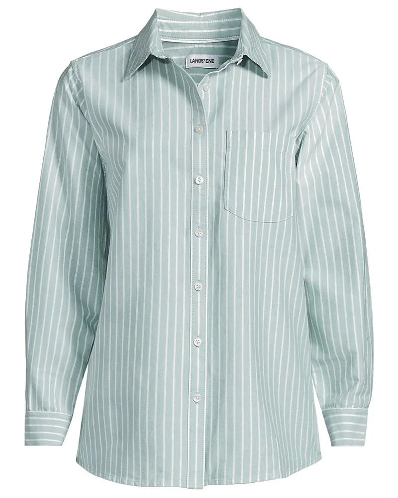 Lands' End Langarm Oxford-Hemdbluse, Damen, Größe regular, Grün, Baumwolle, by Grün