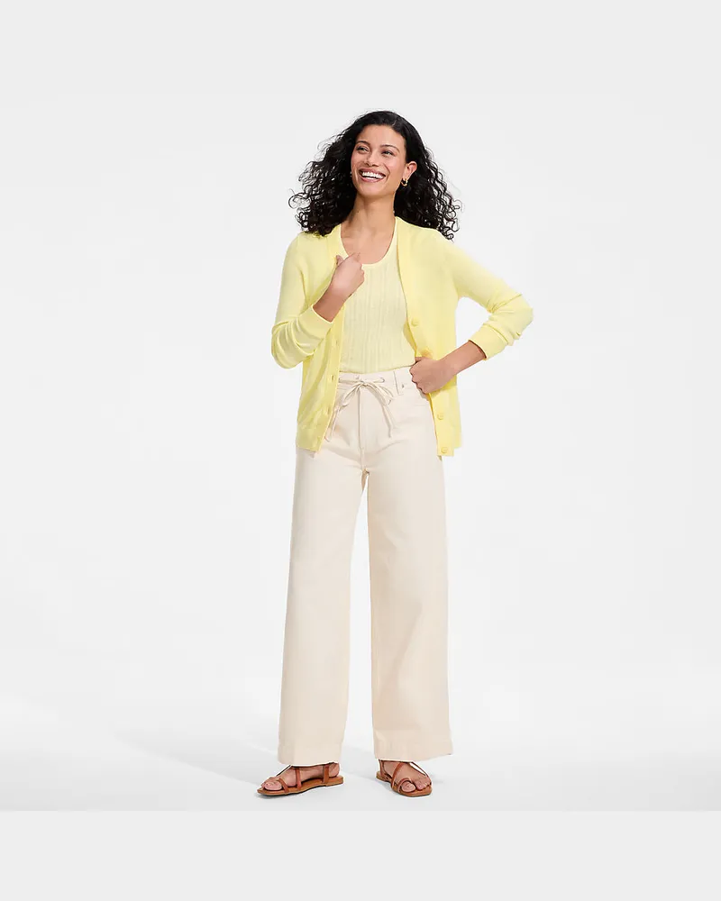 Lands' End Soft Comfort weite Jeans im Leinenmix, Damen, Größe regular, Weiß, by Weiß