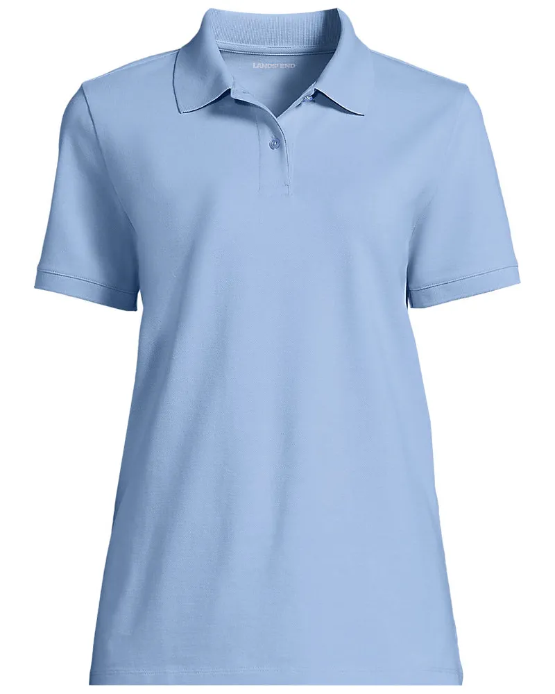 Lands' End Piqué-Poloshirt, Damen, Größe regular, Blau, Baumwoll-Mischung, by Blau