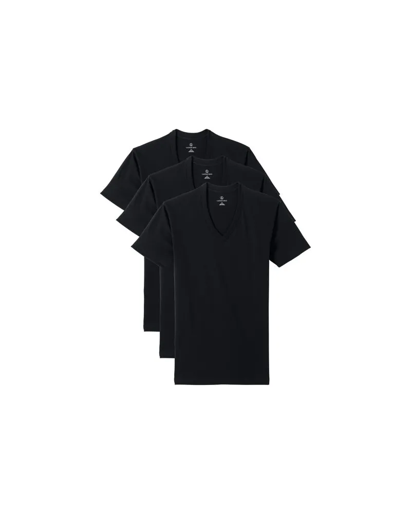 Lands' End Kurzarm-Shirt mit V-Ausschnitt (3er-Set), Herren, Größe:52-54 tall, Schwarz, Baumwolle, by Schwarz
