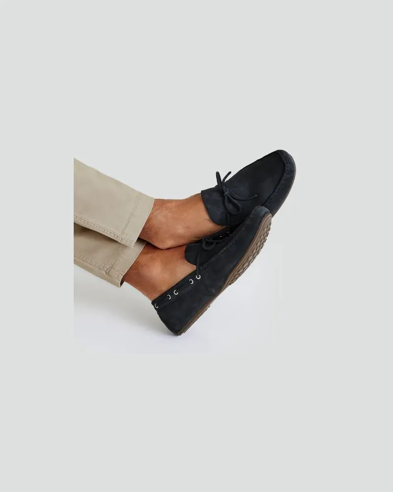 Lands' End Veloursleder-Loafer im Autoschuh-Design, Herren, Größe regular, Blau, Rauleder, by Blau