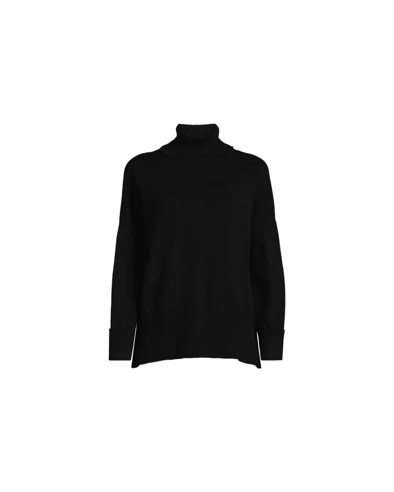 Lands' End Relaxter Rollkragenpullover, Damen, Größe:40-42 regular, Schwarz, Polyester/Nylon/Polyester-Mischung, by Schwarz