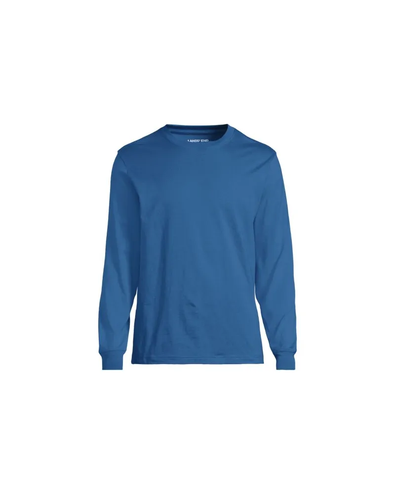 Lands' End Super-T Langarm-Shirt, Classic Fit, Herren, Größe:44-46 regular, Blau, Baumwolle, by Blau