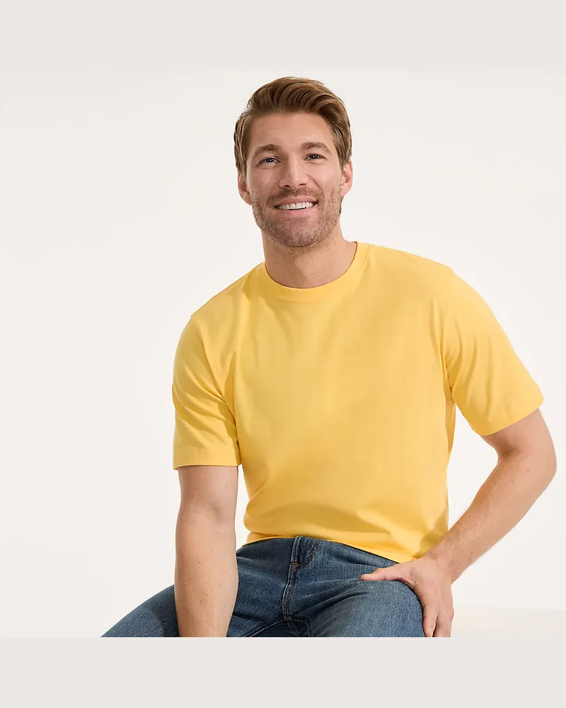 Lands' End Super-T Kurzarm-Shirt, Classic Fit, Herren, Größe regular, Gelb, Baumwolle, by Gelb
