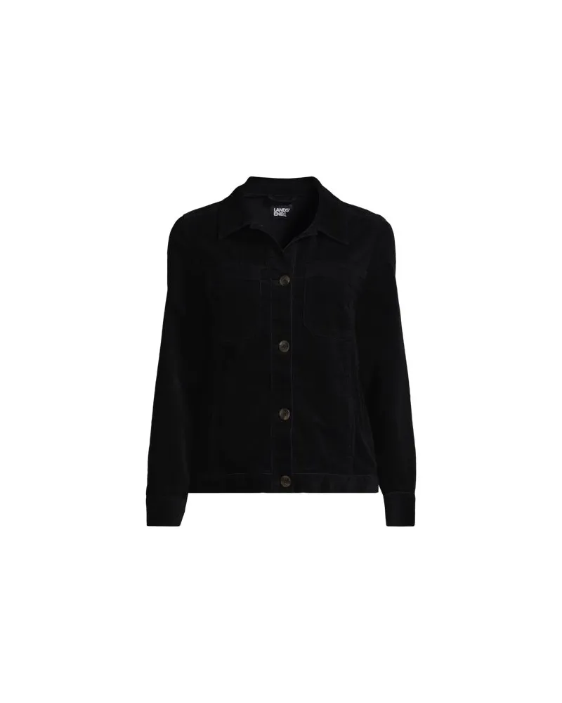 Lands' End Leicht verkürzte Cordjacke, Damen, Größe regular, Schwarz, Baumwoll-Mischung, by Schwarz