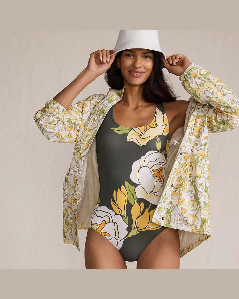 Lands' End Komfort-Badeanzug mit gekreuzten Trägern, hohes Bein, Damen, Größe:34 regular, Grün, Nylon-Mischung, by Grün