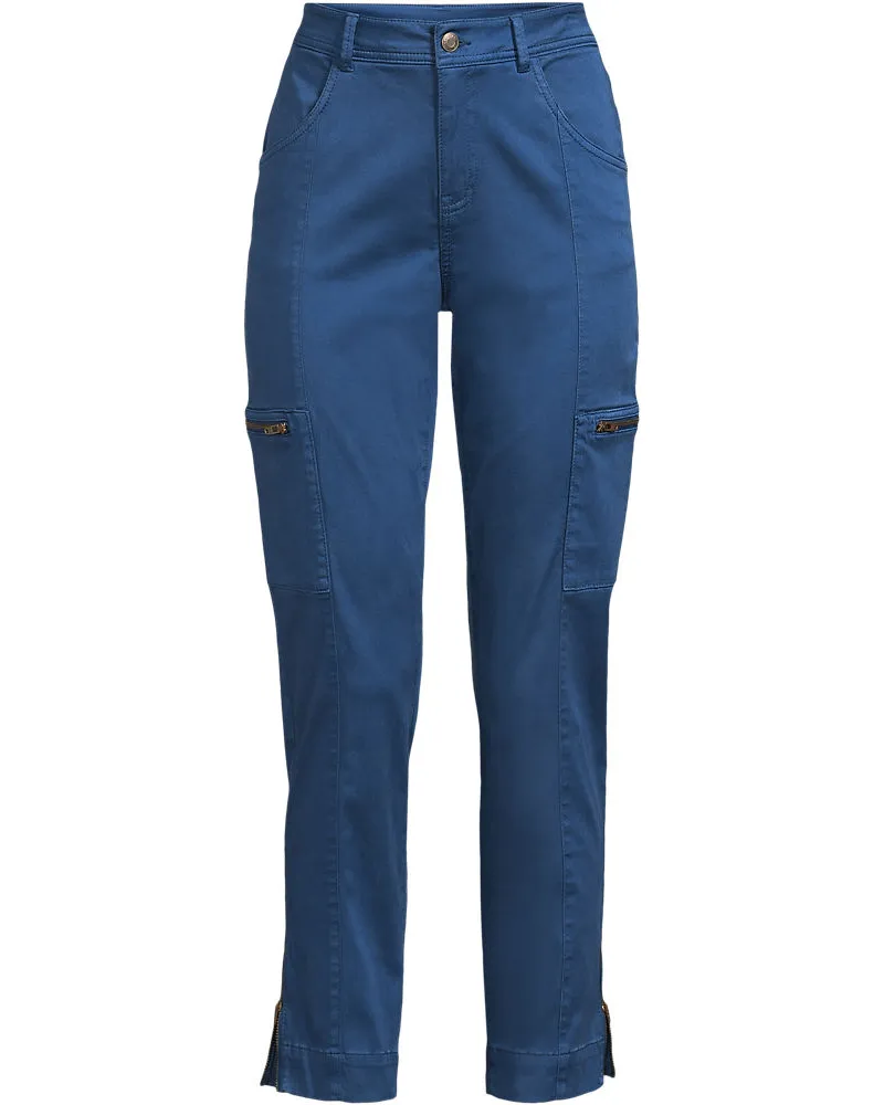 Lands' End 7/8-Cargohose aus Lyocell-Mischung Mid Waist, Damen, Größe regular, Blau, Baumwolle/Baumwoll-Mischung, by Blau