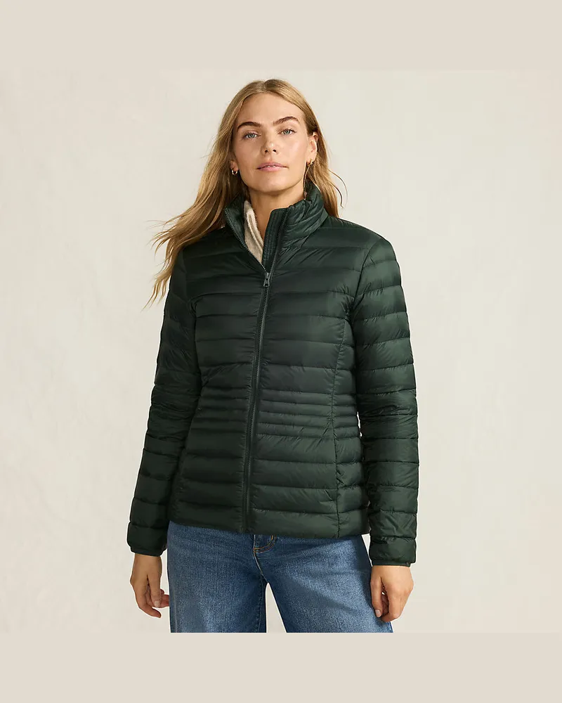Lands' End Ultraleichte verstaubare Wanderweight™ Daunenjacke, Damen, Größe petite, Grün, Nylon, by Grün