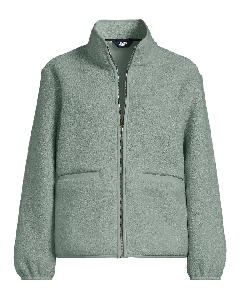 Lands' End Bouclé-Fleecejacke, Damen, Größe petite, Grün, Polyester, by Grün