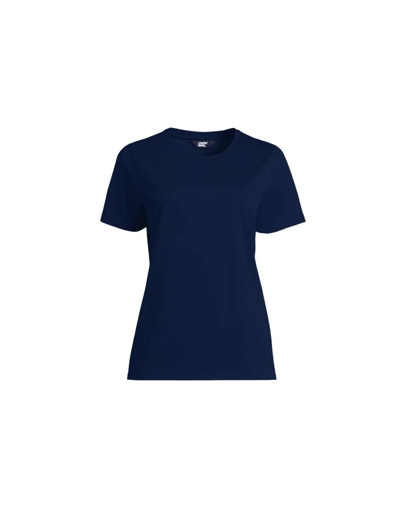Lands' End Supima T-Shirt mit Rundhalsausschnitt, Damen, Größe:32-34 regular, Blau, Baumwolle, by Blau