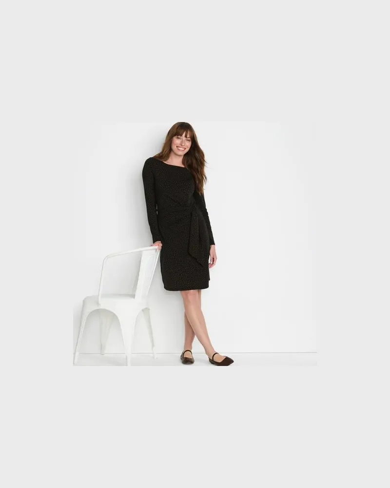 Lands' End Baumwolle/Modal-Kleid mit Zierschleife, Damen, Größe:40-42 regular, Schwarz, Baumwolle Modal, by Schwarz