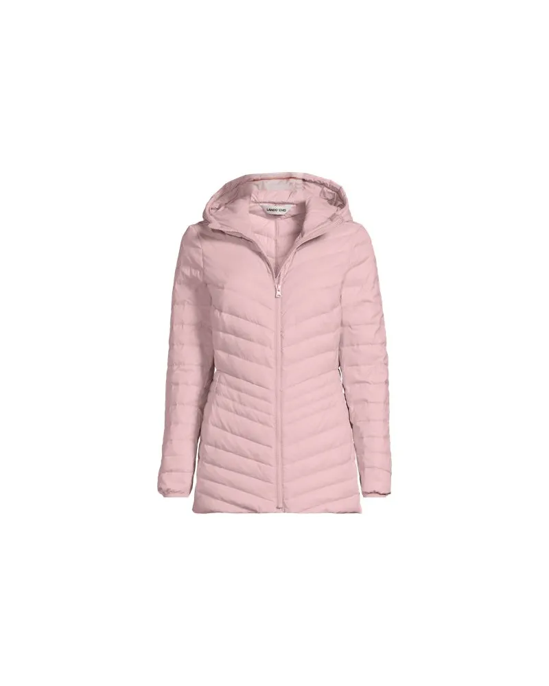 Lands' End Daunenjacke WANDERWEIGHT Verstaubar Ultraleicht mit Kapuze, Damen, Größe:40-42 regular, Pink, Nylon/Daunen, by Pink