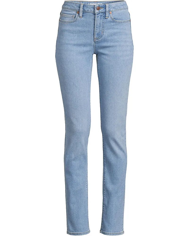 Lands' End Straight Fit Recover Jeans Mid Waist, Damen, Größe plus, Blau, Elasthan/Baumwoll-Mischung/Polyester-Mischung, by Blau