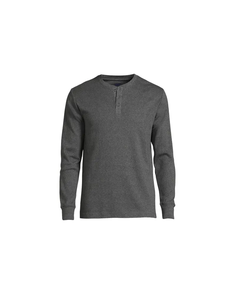 Lands' End Henley-Schlafshirt, Herren, Größe:48-50 regular, Grau, Baumwolle, by Grau