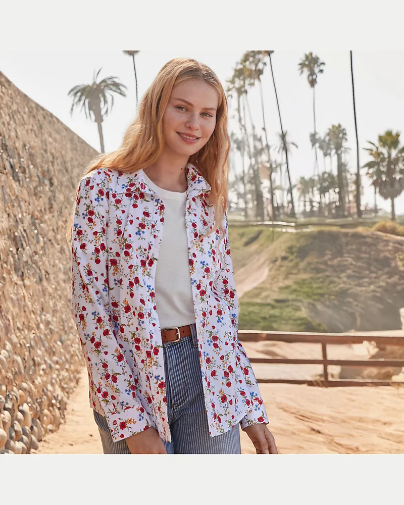 Lands' End BÃ¼gelfreie Baumwoll-Bluse, Damen, GrÃ¶ÃŸe regular, WeiÃŸ, Baumwolle, by Weiãÿ