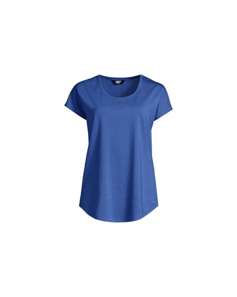 Lands' End Shirt aus Baumwolle/Modal-Mix mit Ballettausschnitt, Damen, Größe plus, Blau, Baumwolle/Baumwoll-Mischung/Baumwolle Modal, by Blau