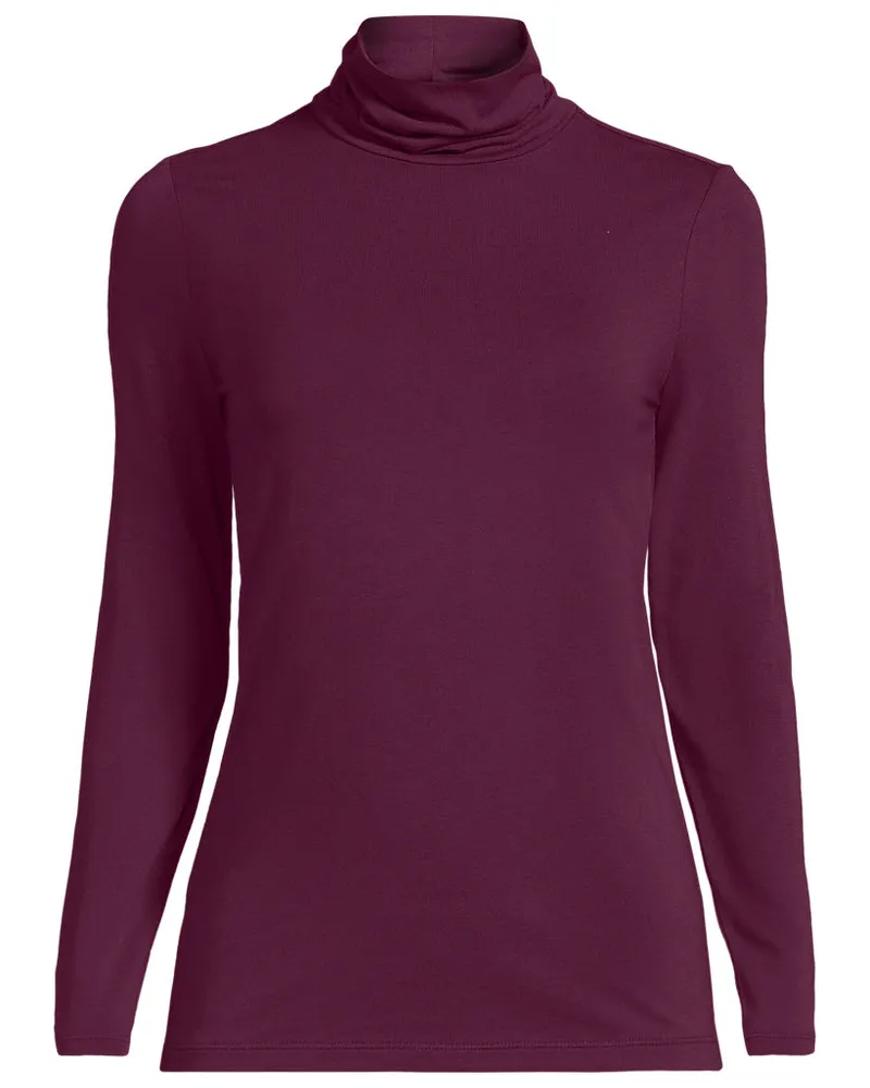 Lands' End Rollkragenshirt aus Baumwoll/Modalmix, Damen, Größe petite, Lila, Baumwolle/Elasthan/Baumwolle Modal, by Lila