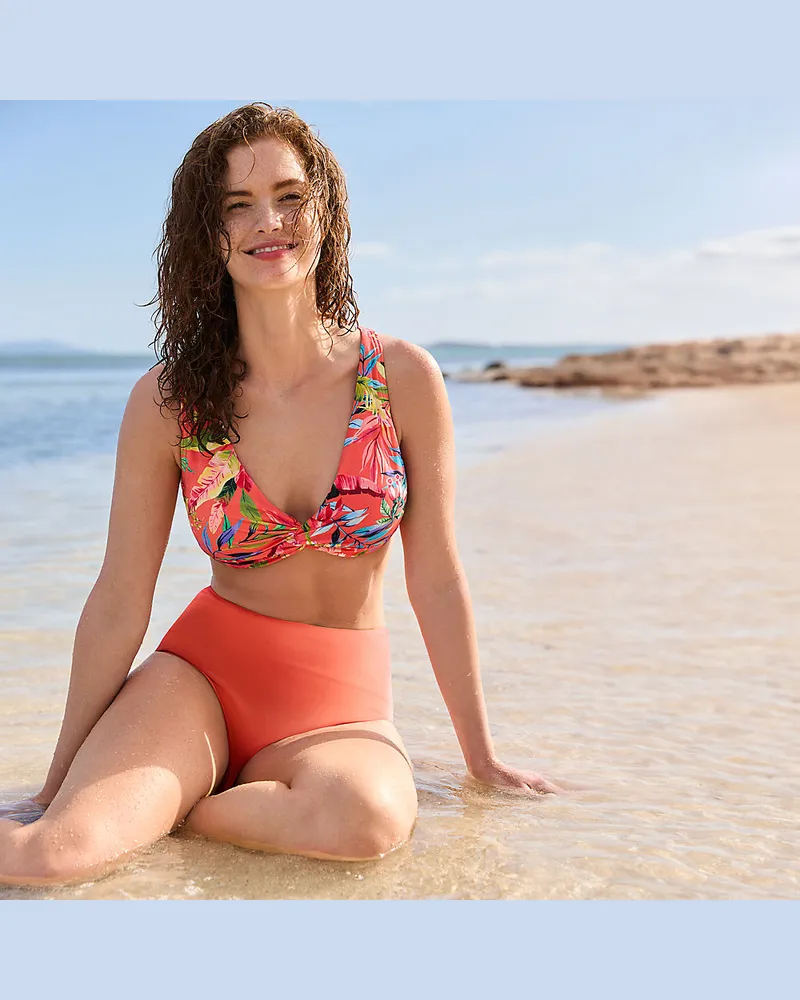 Lands' End High Waist Bikinihose, leichtes Shaping, Damen, Größe:34 regular, Orange, Nylon-Mischung, by Orange