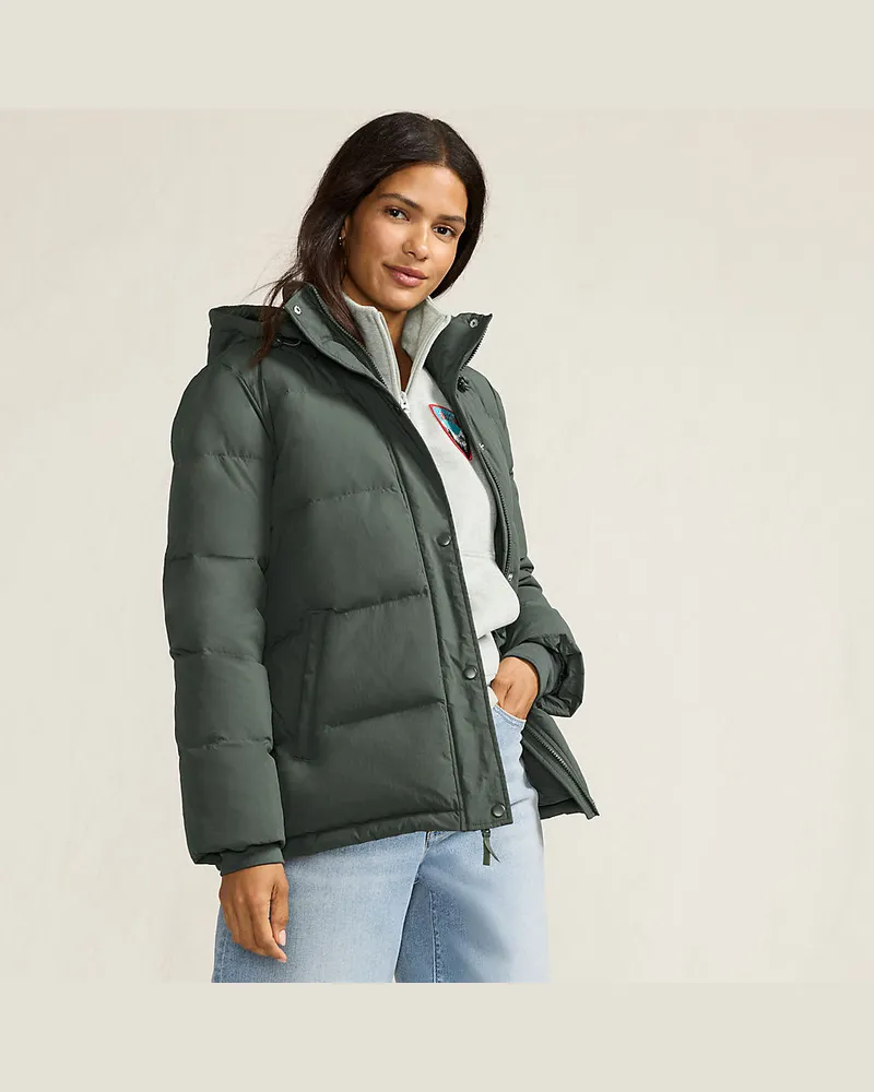 Lands' End Wasserabweisende Daunenjacke, Damen, Größe regular, Grün, Nylon, by Grün