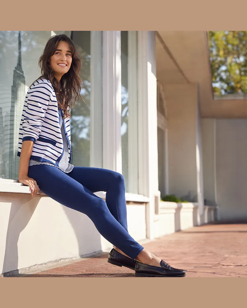 Lands' End Starfish Leggings Mid Waist, Damen, Größe regular, Blau, Elasthan/Baumwoll-Mischung, by Blau
