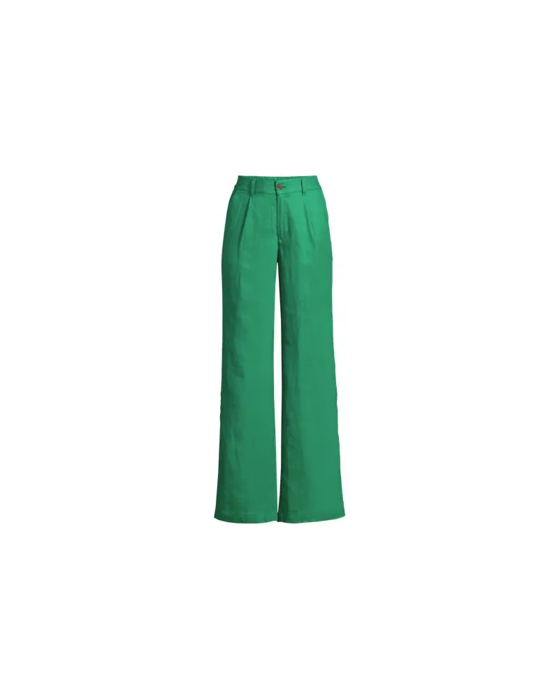 Lands' End Leinenhose High Waist mit weitem Bein, Damen, Größe regular, Grün, Leinen, by Grün