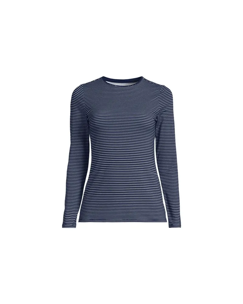Lands' End Shirt aus Baumwolle/Modal-Mix mit Rundausschnitt, Damen, Größe regular, Blau, Elasthan/Baumwolle Modal, by Blau