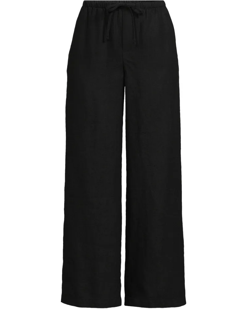 Lands' End Premium Reinleinen-Schlupfhose in 7/8-Länge, Damen, Größe petite, Schwarz, Leinen, by Schwarz