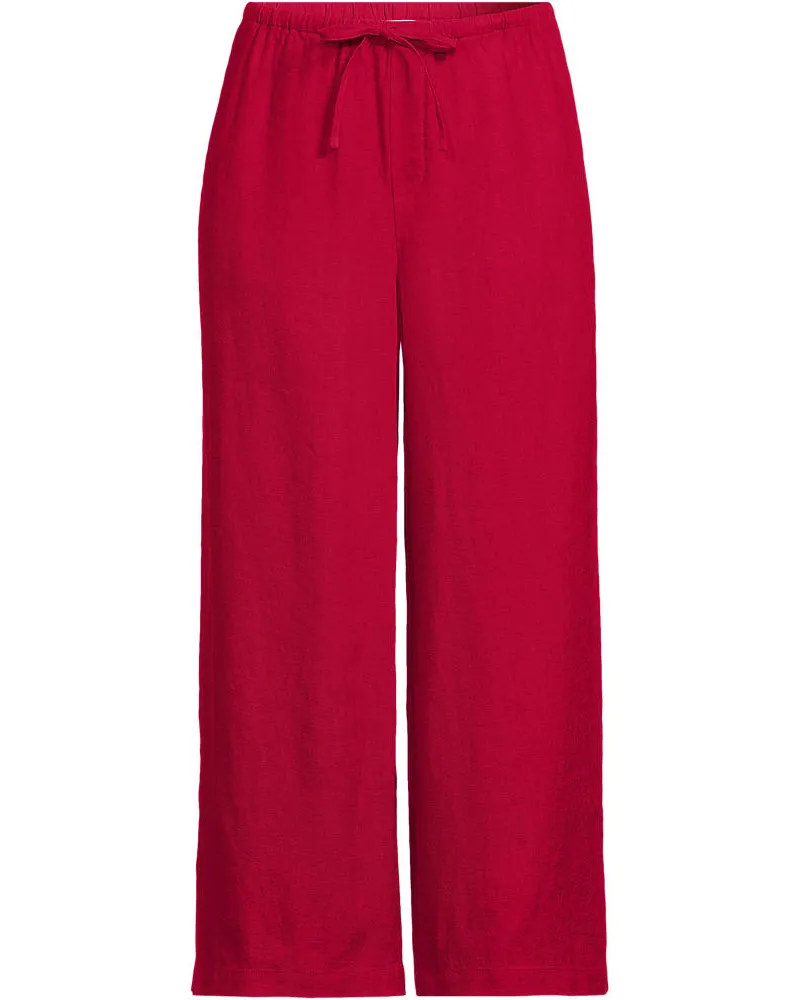 Lands' End Weite Premium Reinleinen-Schlupfhose in 7/8-Länge, Damen, Größe regular, Rot, Leinen, by Rot