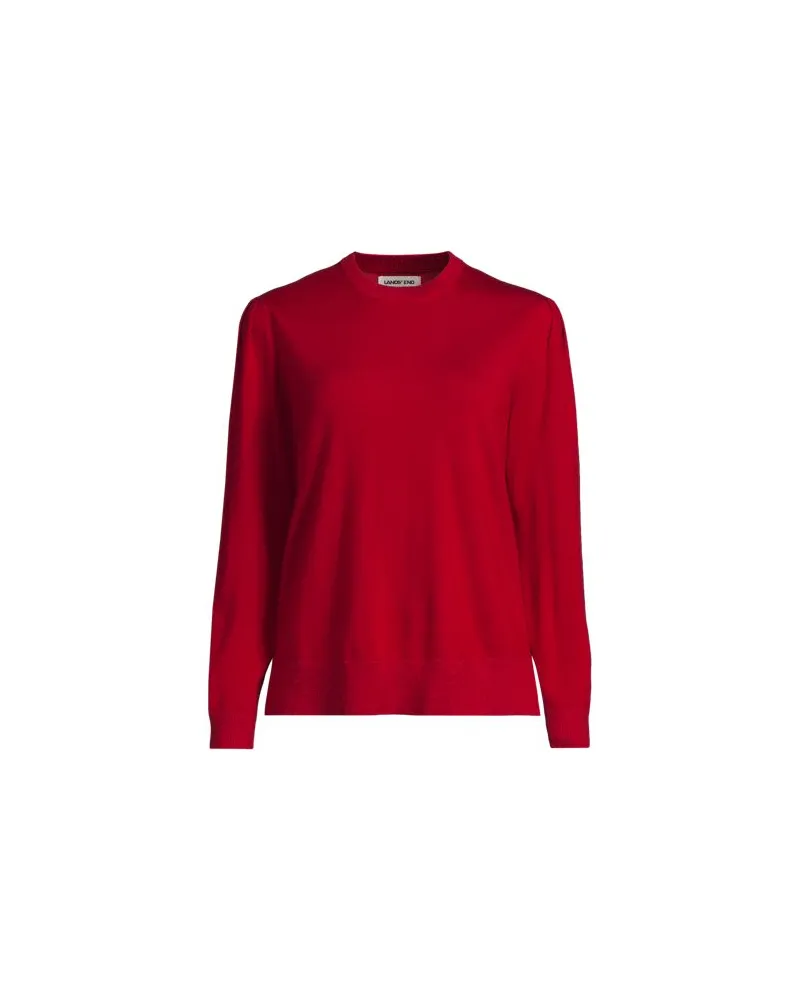 Lands' End Merino-Pullover mit Lurex-Ausschnitt, Damen, Größe:32-34 regular, Rot, Wolle, by Rot
