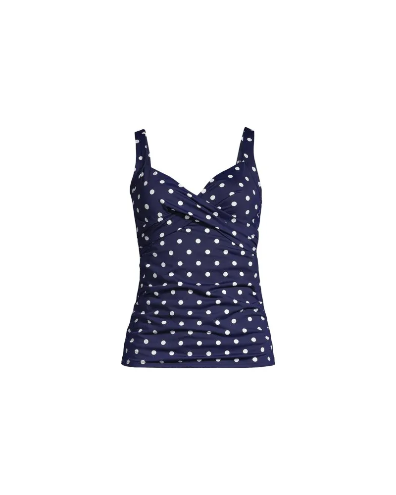 Lands' End Tankinitop CHLORRESISTENT mit V-Ausschnitt Gemustert, Damen, Größe plus, Blau, Nylon-Mischung, by Blau