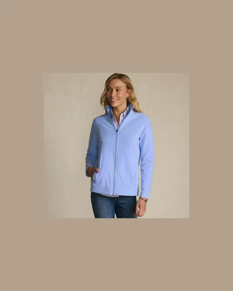 Lands' End Anyweather Fleece-Jacke, Damen, Größe:44-46 regular, Blau, Polyester, by Blau