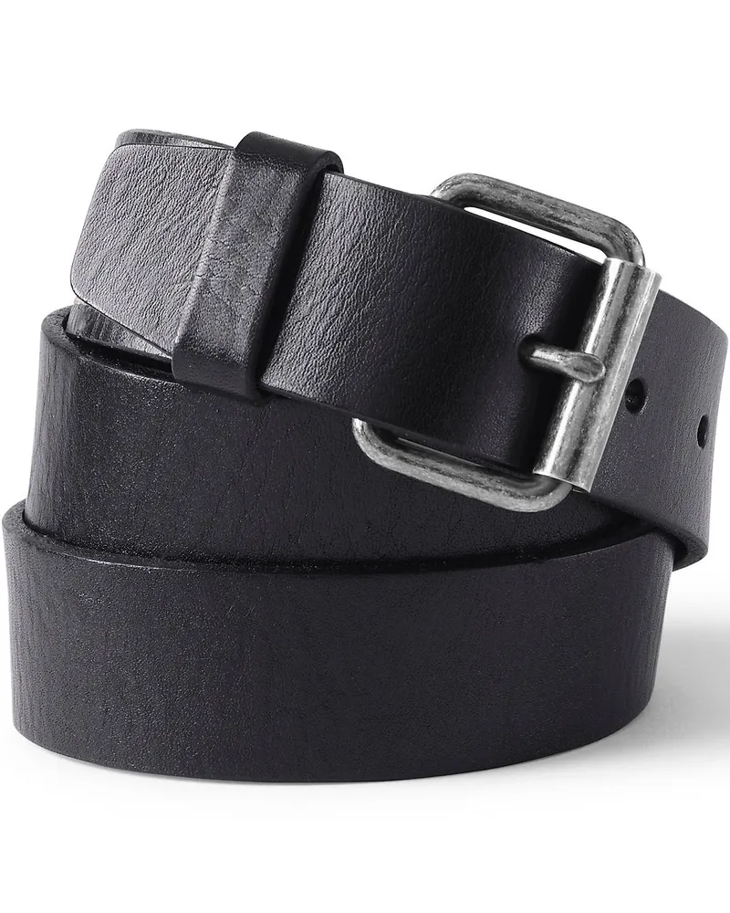 Lands' End Ledergürtel im Vintage-Stil, Herren, Größe regular, Schwarz, Leder, by Schwarz