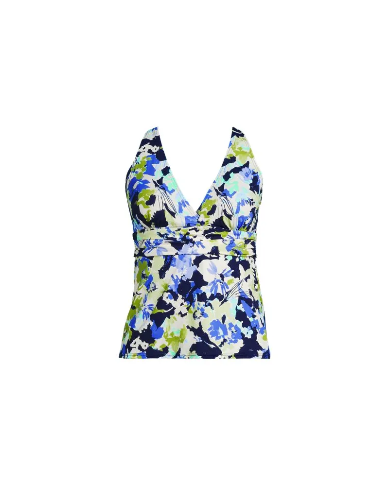 Lands' End Tankinitop mit V-Ausschnitt, Damen, Größe regular, Blau, Nylon-Mischung, by Blau