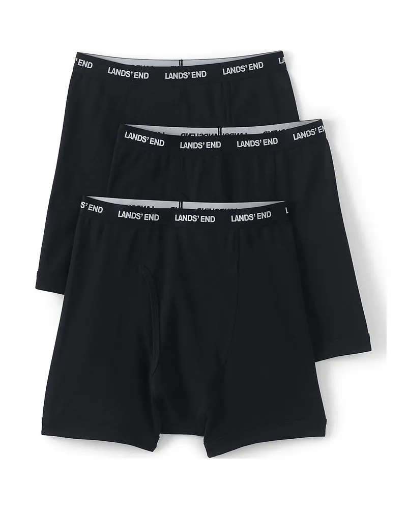Lands' End Baumwoll-Boxershorts (3er-Set), Herren, Größe regular, Schwarz, Baumwolle, by Schwarz