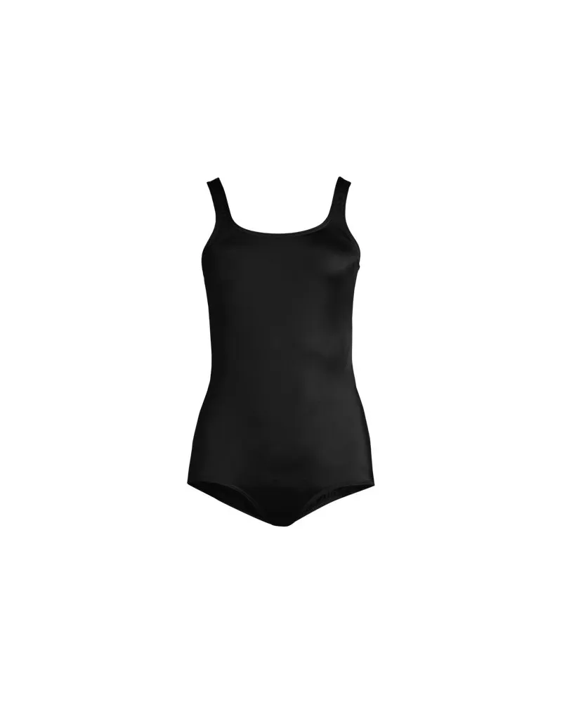 Lands' End Komfort-Badeanzug CHLORRESISTENT mit Soft Cups, Damen, Größe plus, Schwarz, Nylon-Mischung, by Schwarz