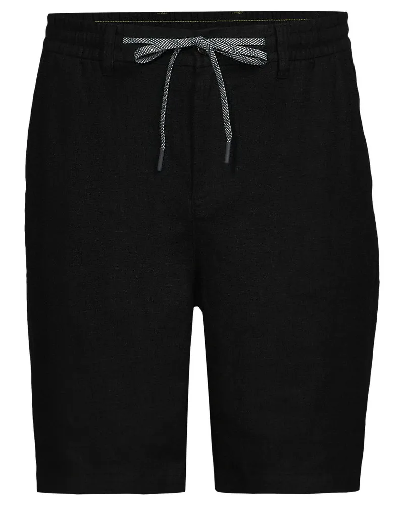 Lands' End Premium Reinleinen-Shorts, Herren, Größe regular, Schwarz, by Schwarz