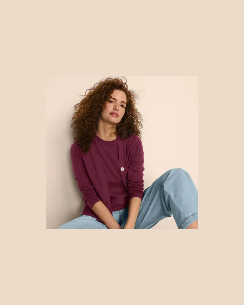 Lands' End Cardigan aus Baumwolle/Seidenmix, Damen, Größe regular, Rot, Baumwolle/Seide/Nylon, by Rot