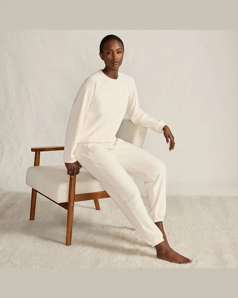 Lands' End Lounge-Set aus Samt, Damen, Größe regular, Weiß, Polyester/Polyester-Mischung, by Weiß