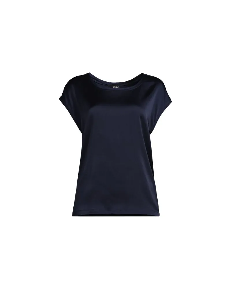 Lands' End Satin-T-Shirt, Damen, Größe:40-42 regular, Blau, Polyester/Viskose, by Blau