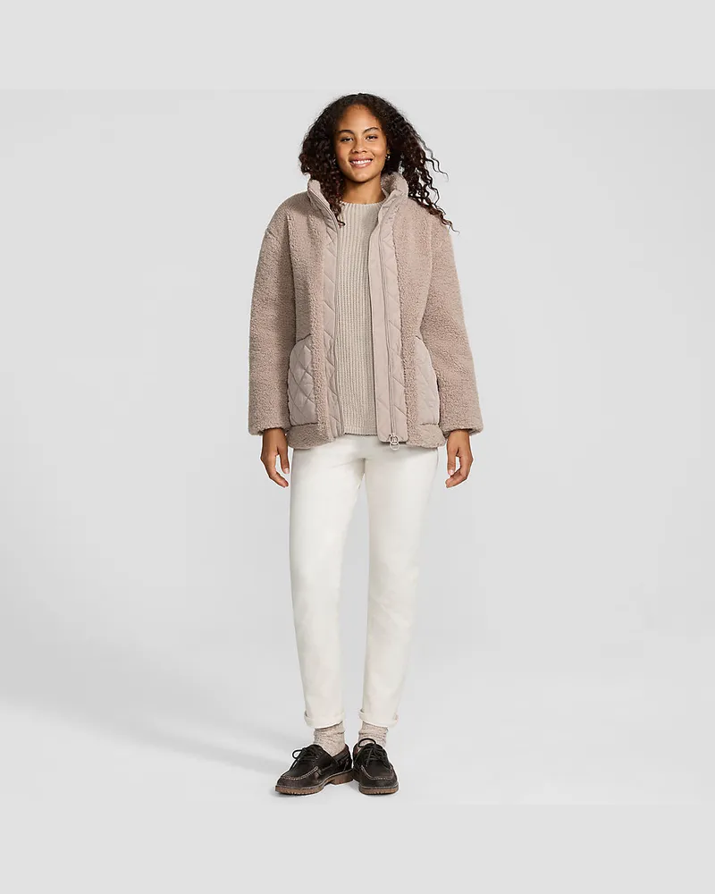 Lands' End Teddyfleecejacke mit Stepptaschen, Damen, Größe petite, Beige, Polyester, by Beige