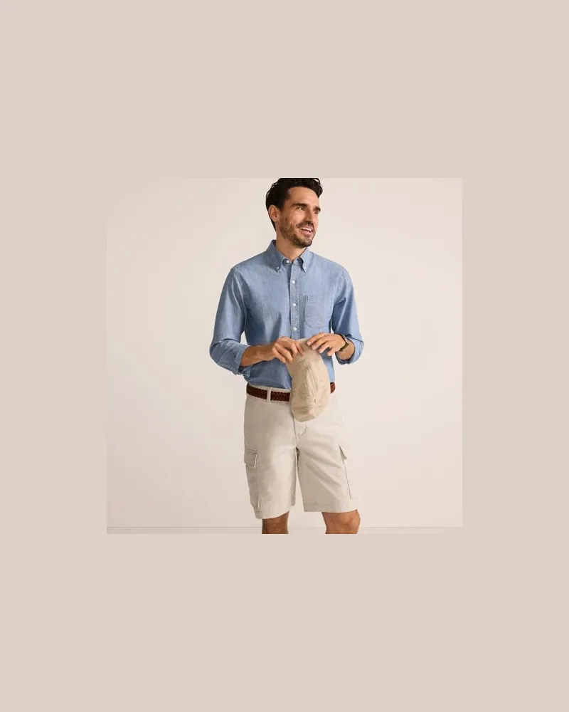 Lands' End Cargo-Shorts mit Stretch, Classic Fit, Herren, Größe regular, Grau, Baumwolle, by Grau