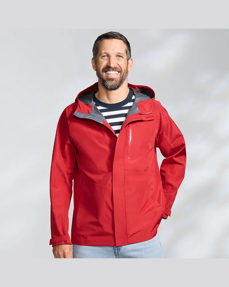 Lands' End Verstaubare wasserdichte Regenjacke, Herren, Größe regular, Rot, Polyester, by Rot
