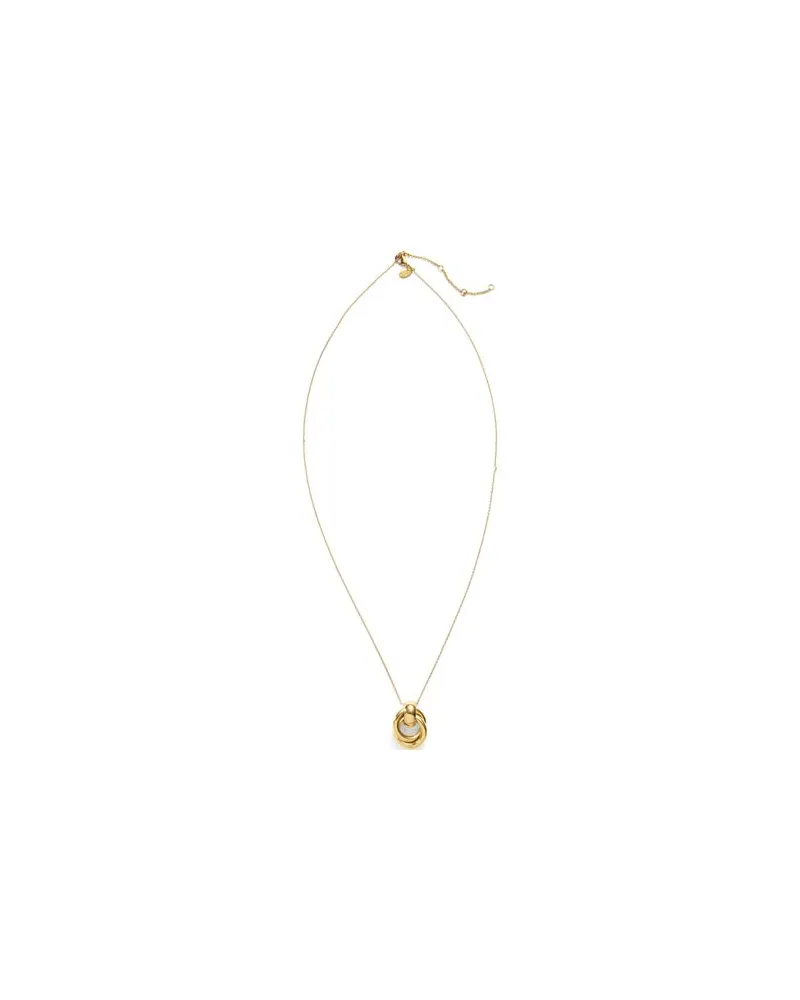 Lands' End Wasserfeste Halskette mit langem Knotenanhänger, Damen, Größe:null regular, Gelb, Messing, by Gelb