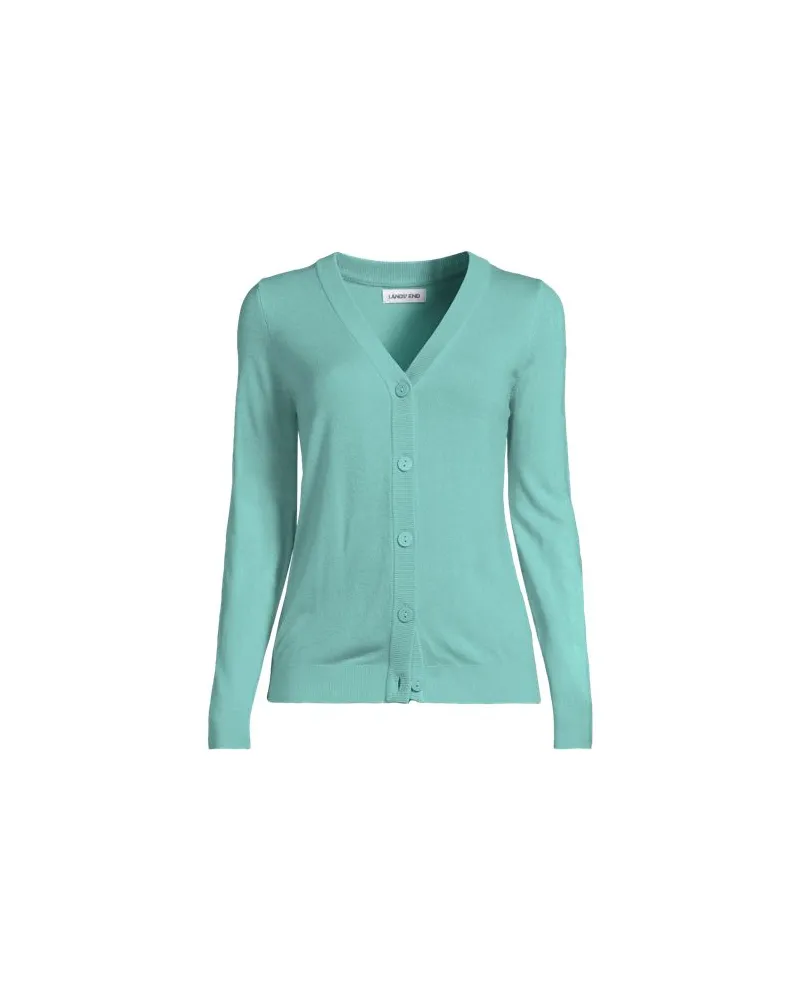 Lands' End CashTouch Cardigan mit V-Ausschnitt, Damen, Größe:40-42 regular, Grün, by Grün