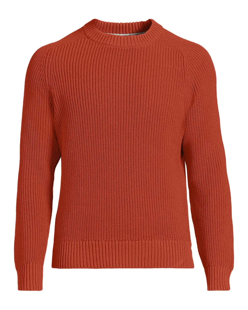 Lands' End Drifter Strukturstrick-Pullover, Herren, Größe regular, Braun, Baumwolle, by Braun