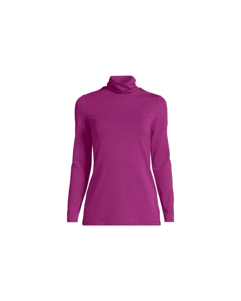 Lands' End Rollkragenshirt aus Baumwoll/Modalmix, Damen, Größe regular, Pink, Baumwolle/Elasthan/Baumwolle Modal, by Pink