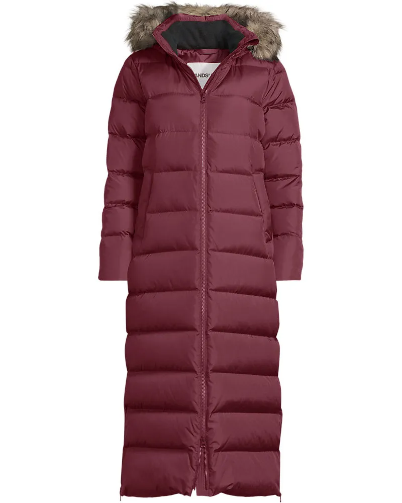 Lands' End Maxi-Daunenmantel mit Kapuze, Damen, Größe regular, Rot, Polyester, by Rot