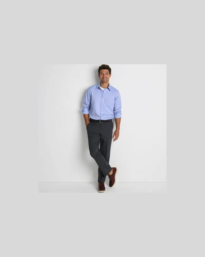 Lands' End CLASSIC FIT. Klassik-Kragen. Bügelleichtes Pinpointhemd, Herren, Größe regular, Blau, Baumwolle, by Blau